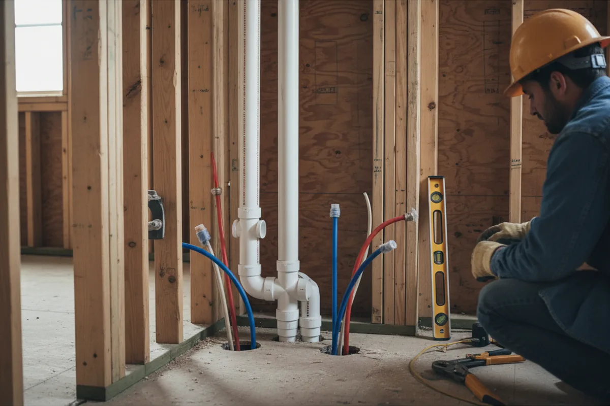 Drain and supply rough-in during Leak Detection in North